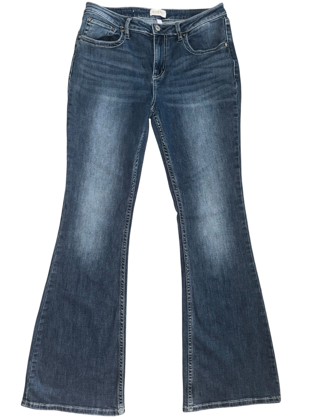 Shyanne Country Western Bootcut Flare Jeans 32x34 Medium Wash Whiskered Fade